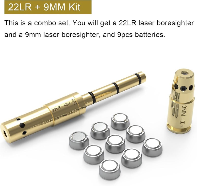 StrongTools BoreSighter for 22LR/223/9MM/7.62X39MM/30-30/30-06/.25/270/243/308/7MM/ 45ACP Colt Caliber Rifle Scope Handgun Brass Red Dot Boresight Kit for Hunting with AG3 Batteries (Special, Bullet Type) - Image 2